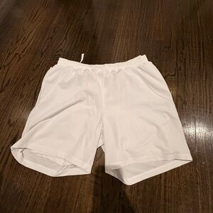 Beyond Yoga Men's White Athletic Shorts with liner